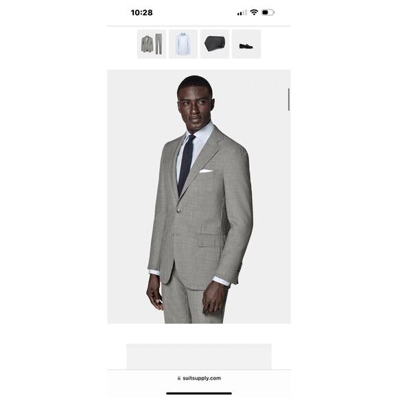 Suit Supply Lazio Suit Size 38 US Grey Perennial Tailored Fit Wool NWT $673 - Picture 2 of 16